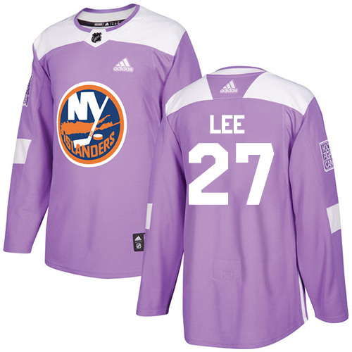 Adidas Islanders #27 Anders Lee Purple Authentic Fights Cancer Stitched Youth NHL Jersey